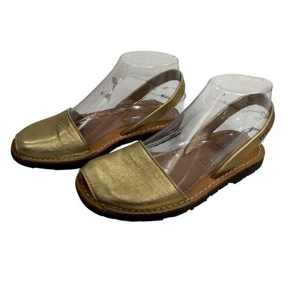 Pons‎ Avarcas 510A Classic Style Metallic Gold Sling Back Flats Spain Gir… - Picture 1 of 9